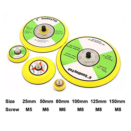 tooloflife Schleifplatte mit Haken und Schleife mit M8 Gewinde für Exzenterschleifer 150mm 6"/150mm,