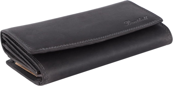 Benthill Damen Geldbörse Gross Echt Leder | Grosses Portemonnaie XXL mit RFID Schutz | Vintage Echtl