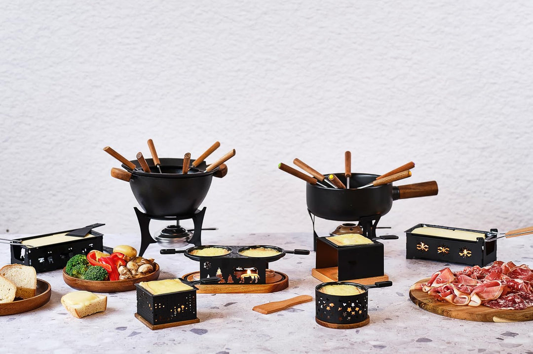Cosy & Trendy Raclette-Gerät oval aus Edelstahl + 2 Spatel, für 2 Personen, Schwarz Mittel Schwarz,