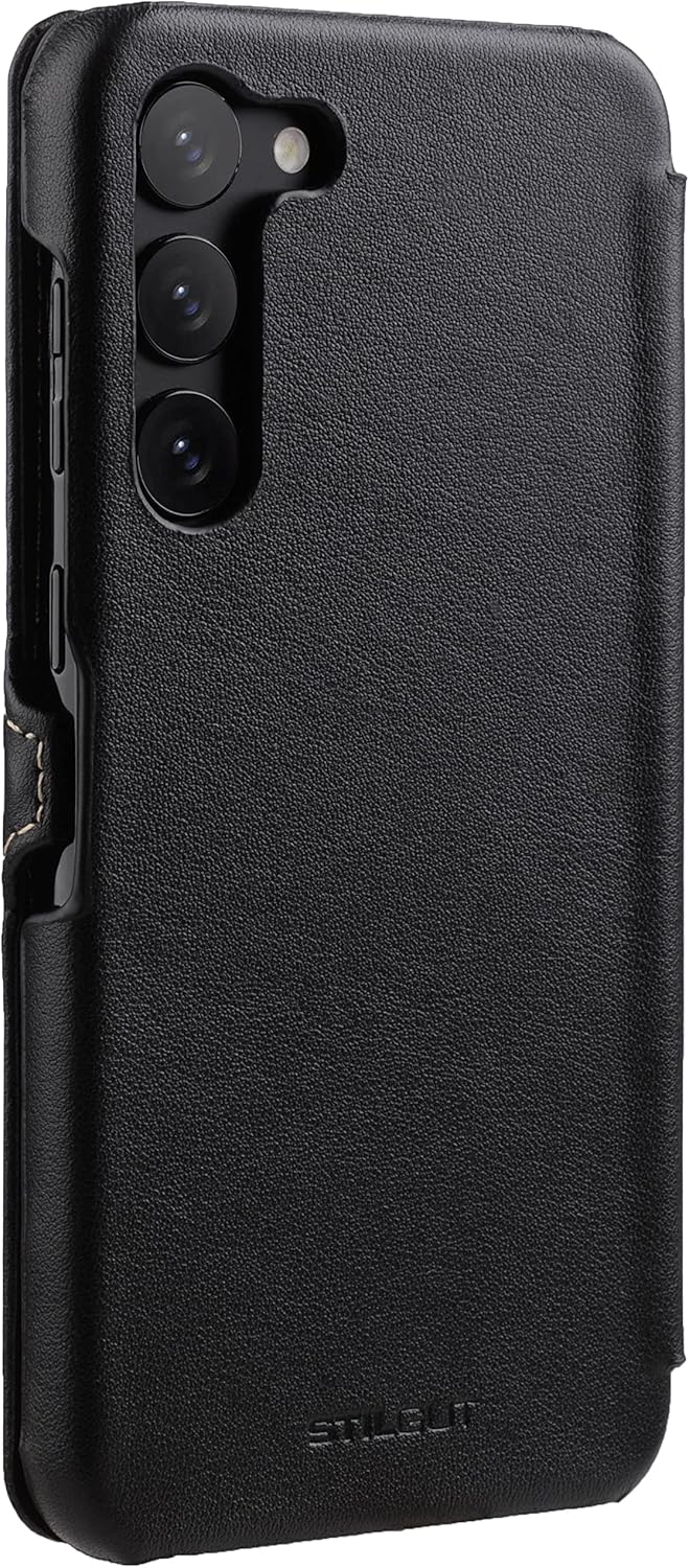 STILGUT Book Case kompatibel mit Samsung Galaxy S23 Plus Hülle aus Leder mit Clip-Verschluss, Lederh