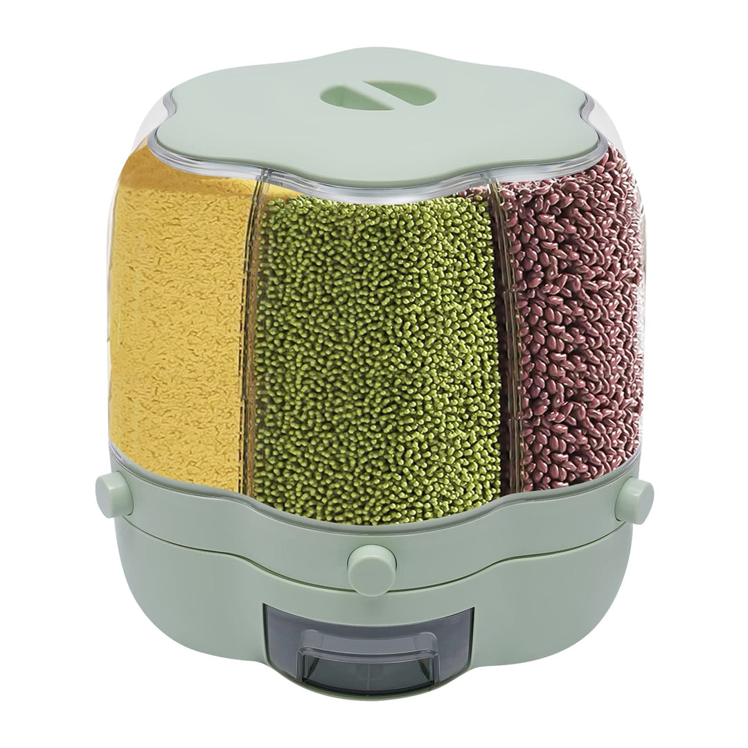 Müslispender 360° drehbar, 6-in-1 Müslibehälter Cerealienspender Cornflakes Spender, Sichtbares Desi