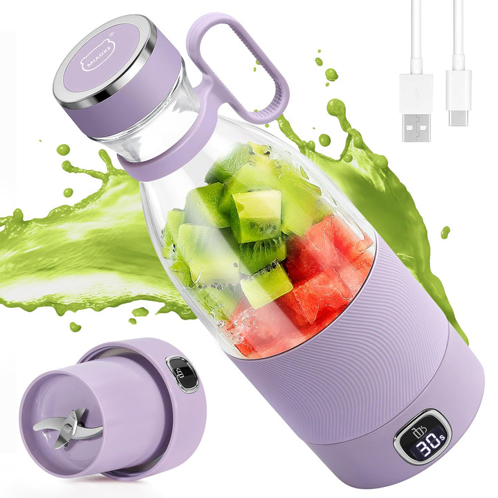 MIAOKE Tragbarer Mixer, 6 Klingen, Entsafterbecher für Saft-Shakes und Smoothies, 350 ml, Mini-Mixer