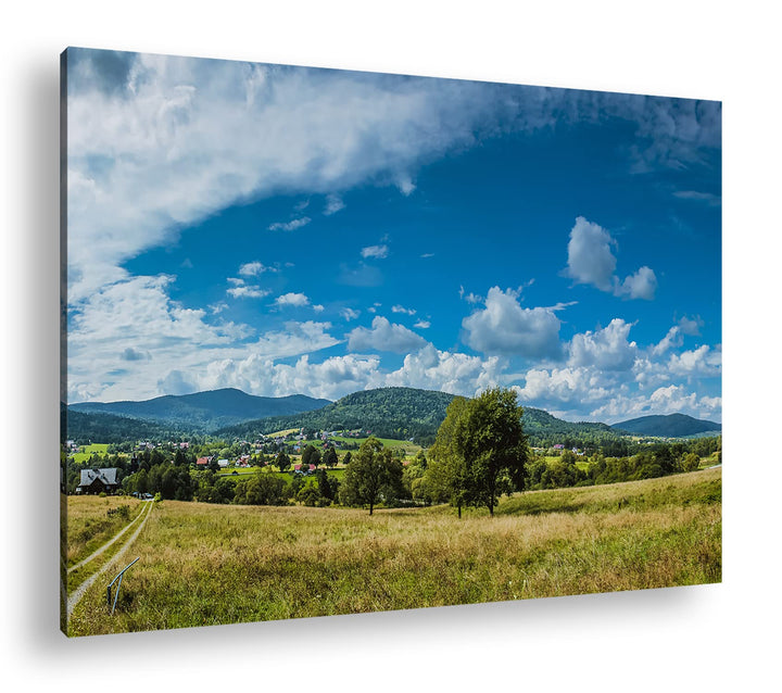 deyoli schöne Landschaft mit Bergen im Format: 80x60 als Leinwandbild, Motiv fertig gerahmt auf Echt