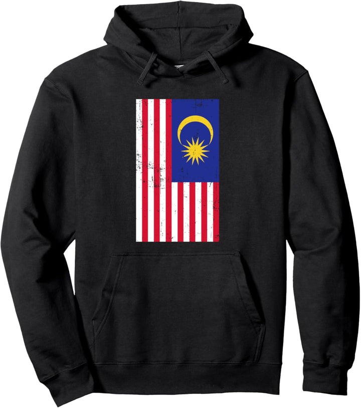 Malaysia Southeast Asia Kuala Lumpur Distressed Flag Pullover Hoodie