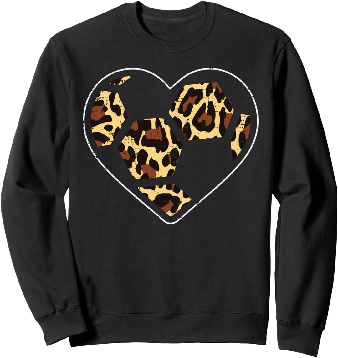 Fussball-Herz, Leopardenmuster, für Mädchen und Damen Sweatshirt