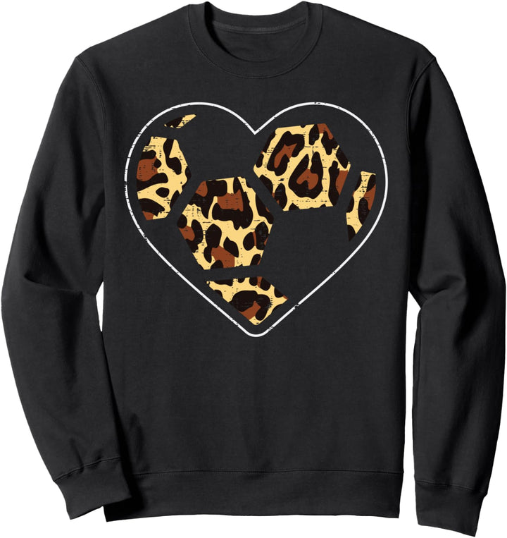 Fussball-Herz, Leopardenmuster, für Mädchen und Damen Sweatshirt