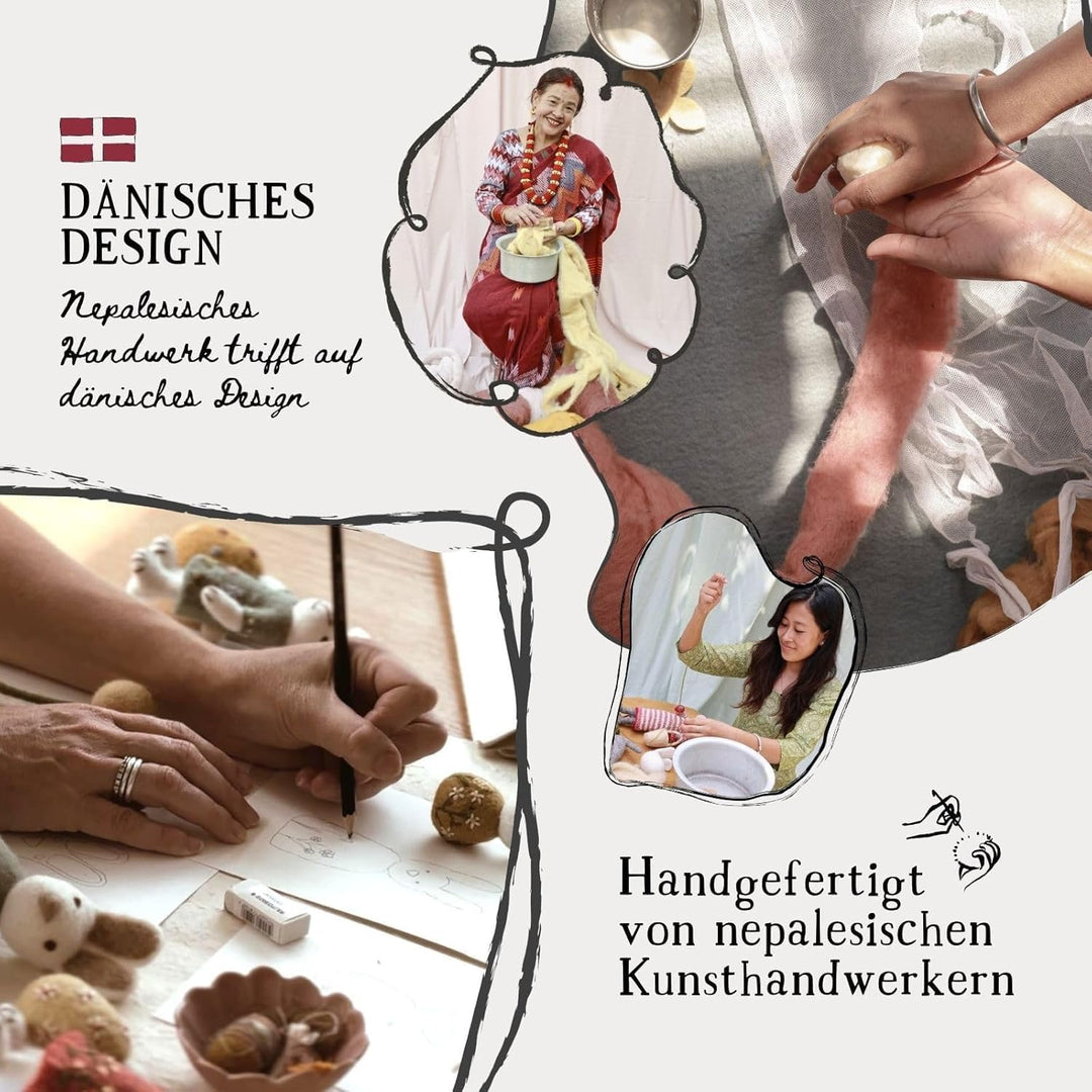 Gry &amp; Sif Filzanhänger Maus Weihnachten – Handmade Fairtrade Christbaumschmuck aus Filz – 12 x 4 cm