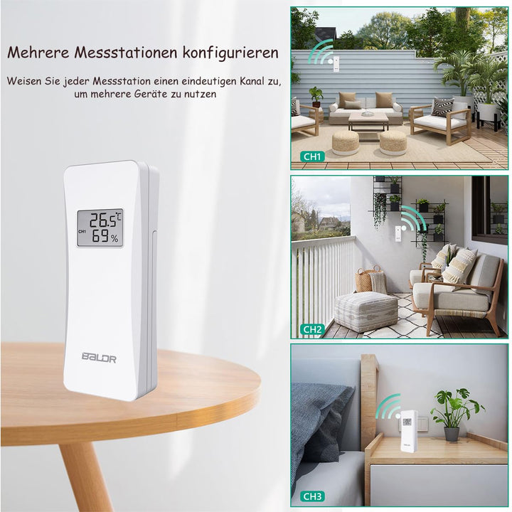 [NUR für BALDR] Wetterstation Aussensensor, Thermo-Hygro-Sender mit Display - [Offizielles Zubehör]