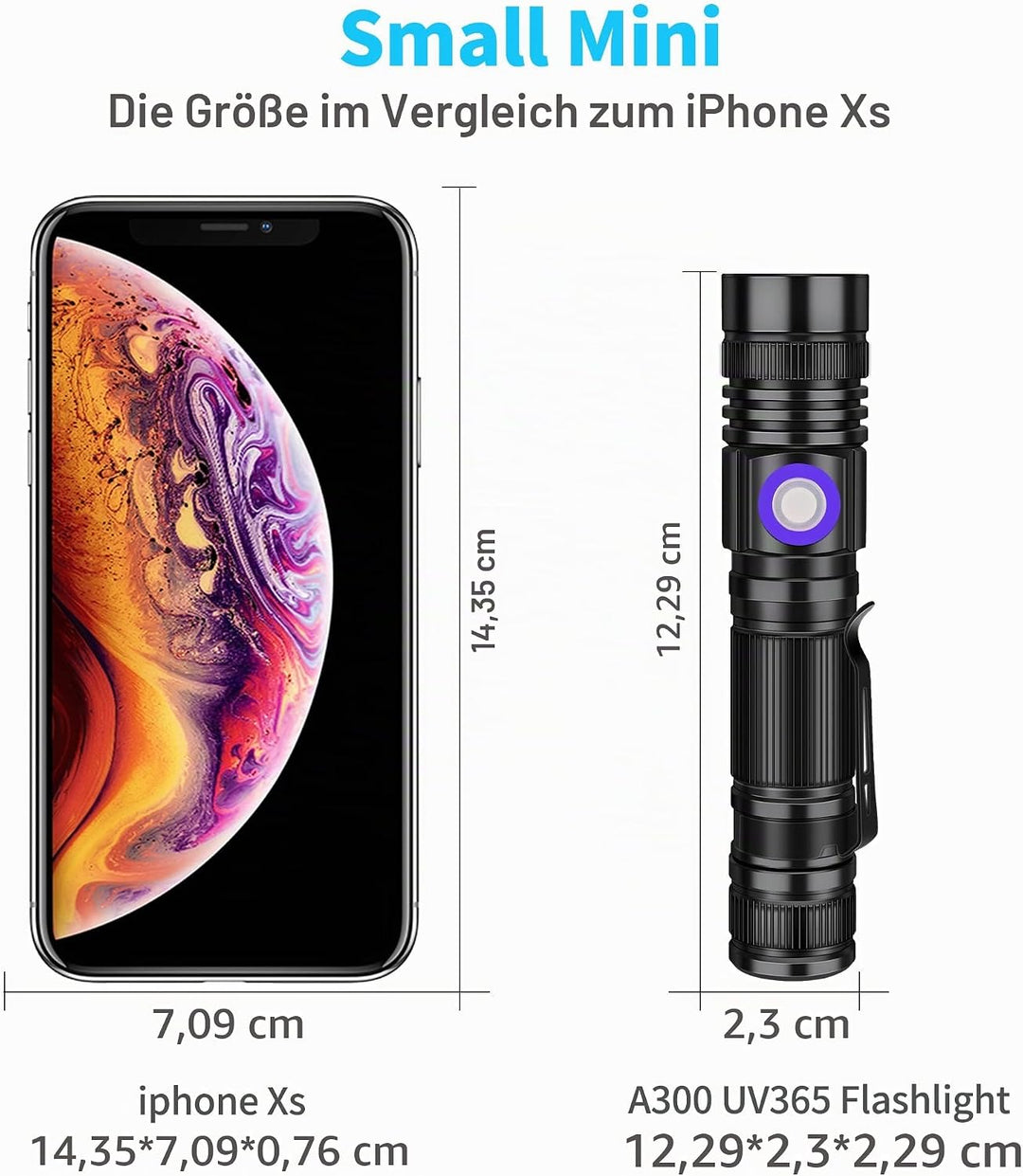 DARKBEAM UV Taschenlampe Schwarzlicht Aufladbar, Woodsche Lampe Schwarzlichttaschenlampen Ultraviole