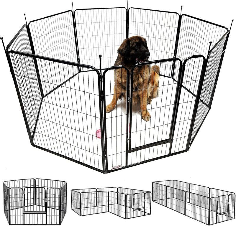 MaxxPet Welpenauslauf - Hundekäfig - Hundelaufstall - Welpenauslauf mit 8 Zwingerpaneelen - Stahl -