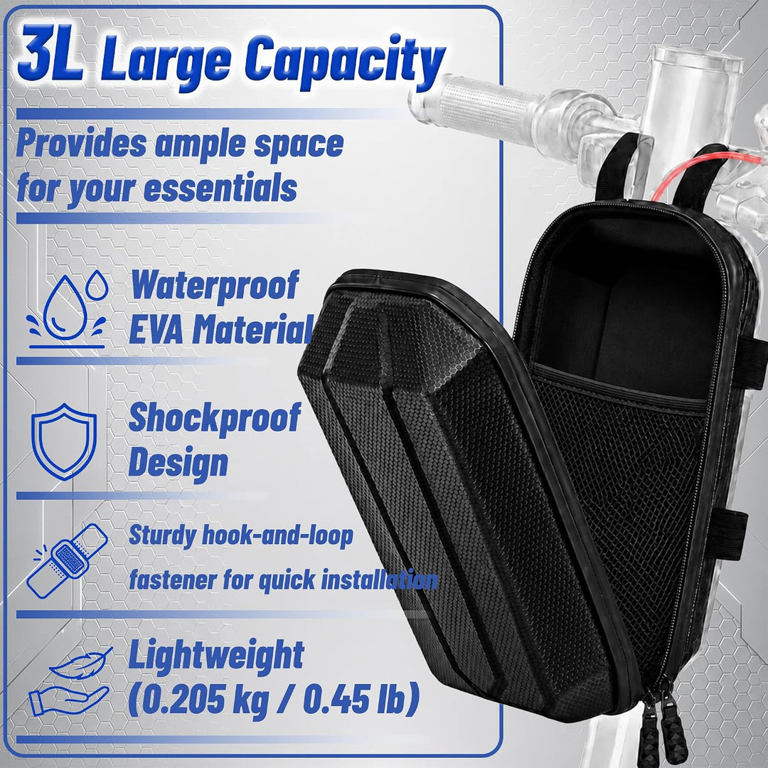 E Scooter Tasche mit Eva Hartschale, 3L Grosse Kapazität wasserdichte Lenkertasche, Tragbare Scooter