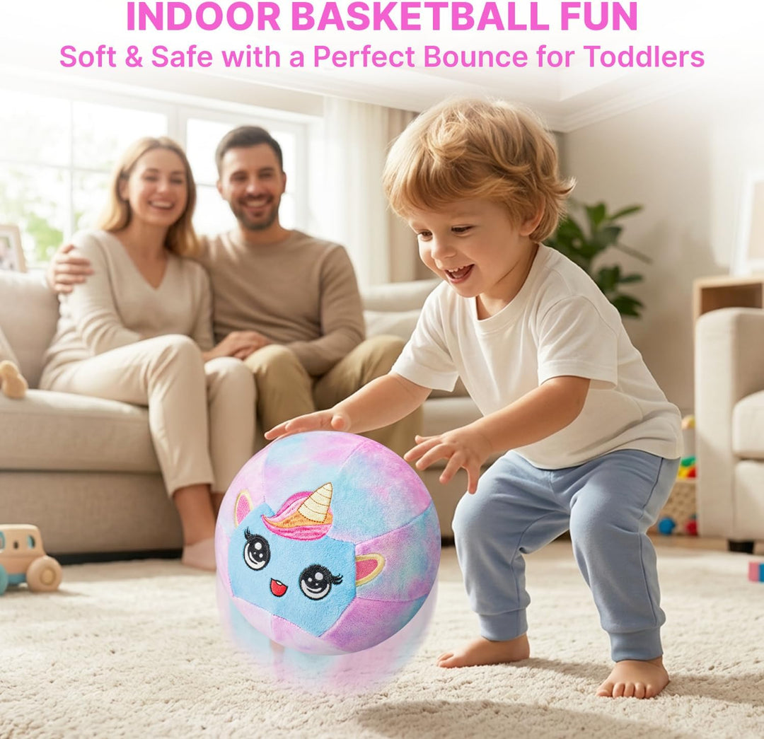 JoyCat Leiser Indoor Fussball Basketball für Kleinkinder, Dinosaurier & Einhorn Weicher Plüsch Ball