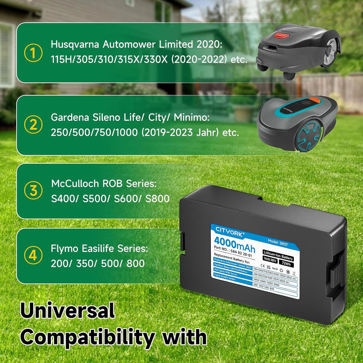 18V/4000mAh Mähroboter Akku für Gardena Sileno Minimo/Smart City/Smart Life: 1250/1000/750(Baujahr 2
