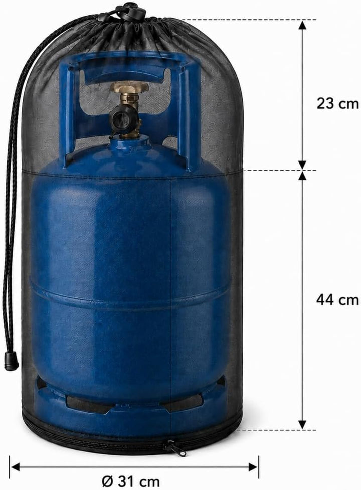 Gasflaschen Abdeckung 11 kg für Grill und Camping Gasflaschenhülle mit Kordelzug Reissverschluss sta