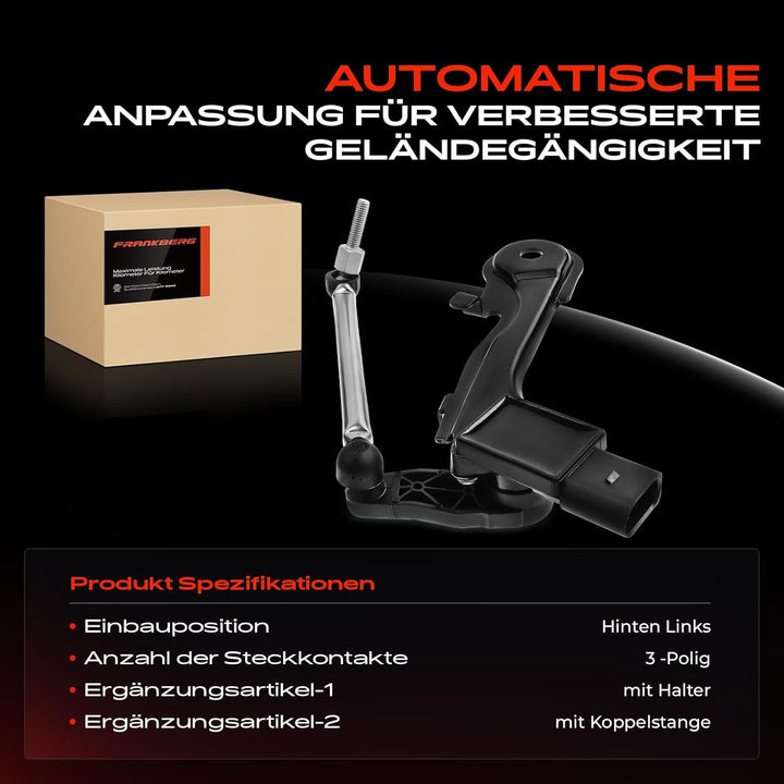 Frankberg Höhensensor Niveausensor Hinten Links Kompatibel mit A4 Allroad 2018-2021 A6 2018-2021 A7