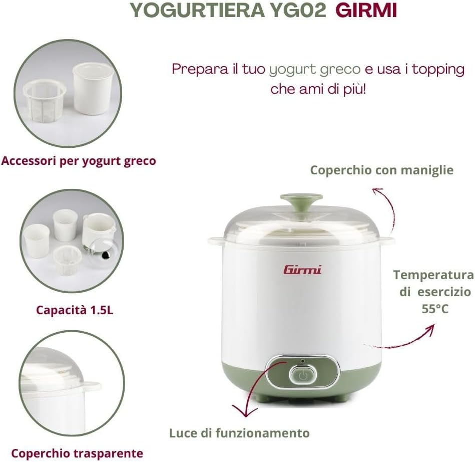Girmi YG0200 YG02 Joghurtbereiter, Kunststoff, 1.5 liters, Weiss