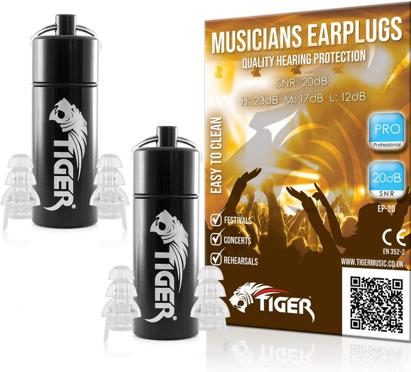 TIGER des professionellen Ohrstöpsel SNR 20DB – Pack von 2