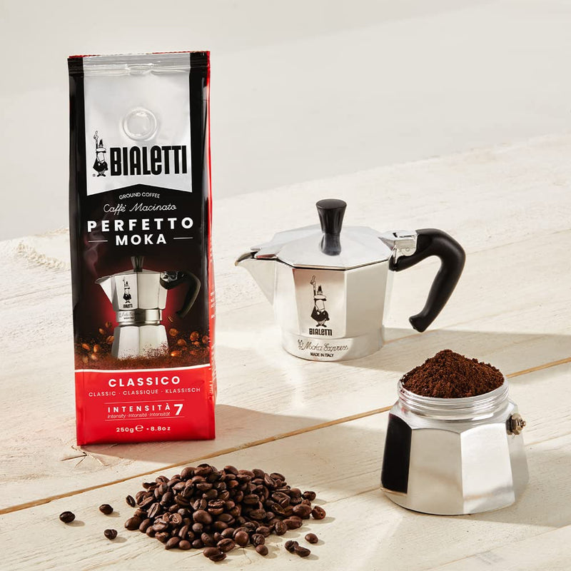 Bialetti - Perfetto Moka Nocciola: Gemahlener Kaffee mit mittlerer Röstung, Haselnuss-Aroma, 250g x