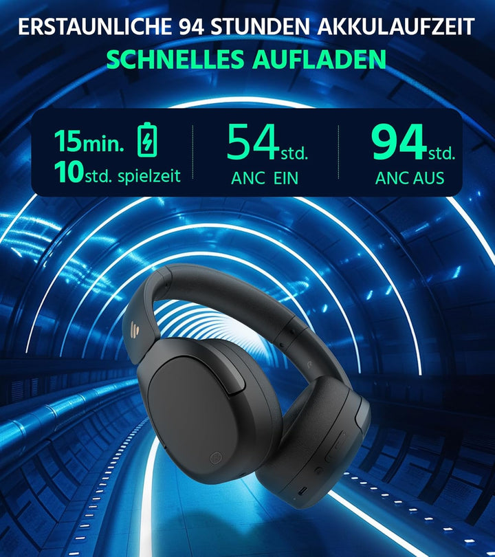 Edifier W830NB Wireless Over Ear Kopfhörer mit -45dB ANC, 94Std. AKKU, LDAC Hi-Res Sound, Spatial Au