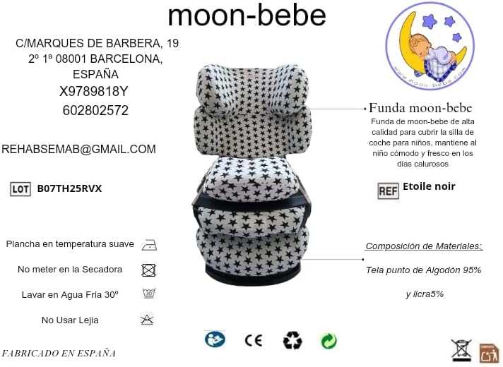 Moon-BBEB Bezug für Cybex Ppallas, Silver Pallas Fix und Pallas 2 Fix White(Black Star)