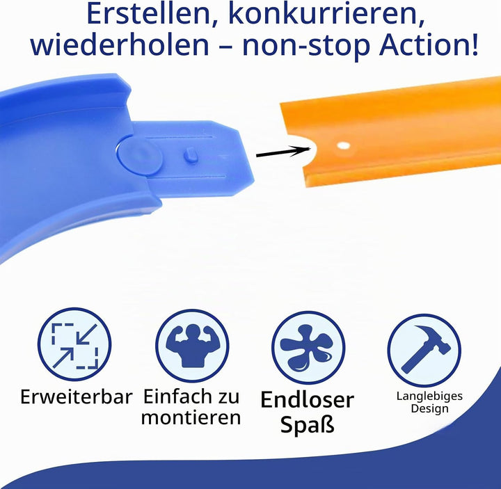 Sinbana 6stk Kurvenschienen-Set für Hot Wheels, ABS-Schienenkomponenten mit 45 Grad -Kurve Spielzeug
