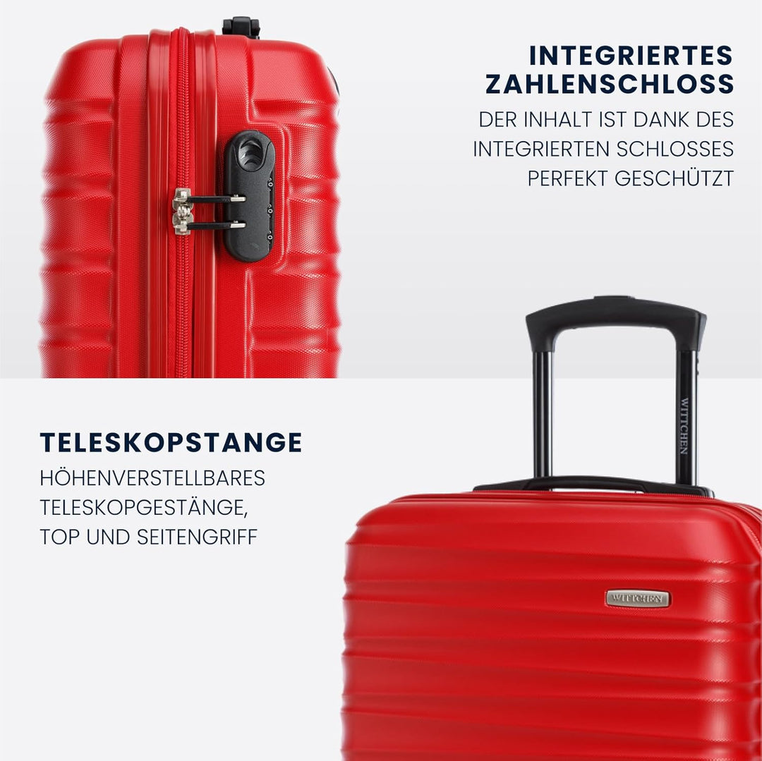 WITTCHEN Reisekoffer 4er Koffer-Set Rollkoffer Trolley Handgepäck Hartschale aus ABS mit 4 Spinner-R