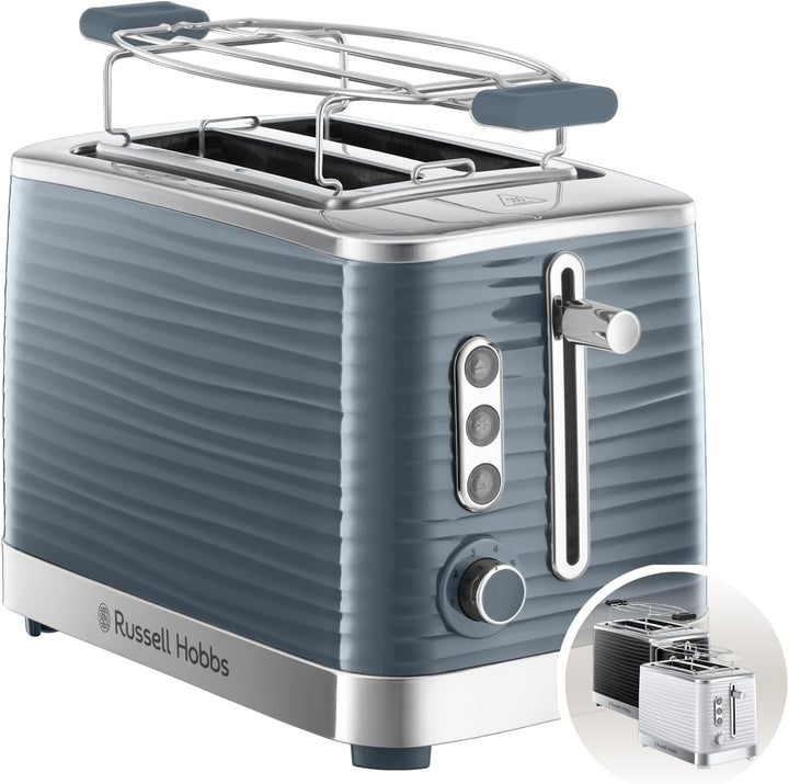Russell Hobbs Toaster [für 2 Scheiben] Inspire Grau mit hochwertiger Hochglanz-Struktur (extra breit