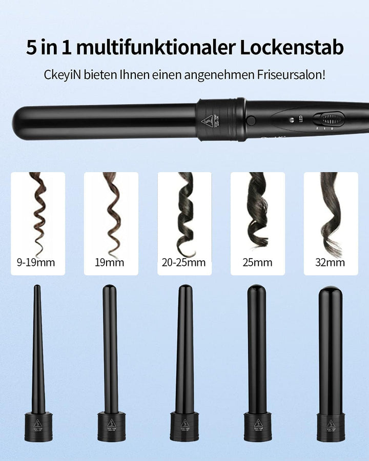 CkeyiN lockenstab,lockenstab Set 5 in 1 Multifunktions Austauschbare Keramikbeschichtung Curling Iro