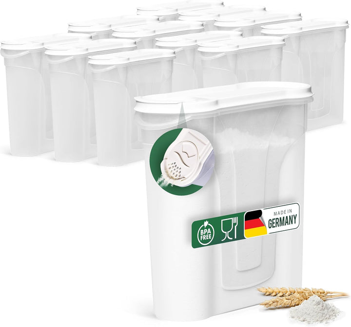 Novaliv Schüttdosen 12er SET Vorratsdose zum Streuen 2,4 Liter - Masse (LxBxH): 22 x 21 x 8,5 cm - D