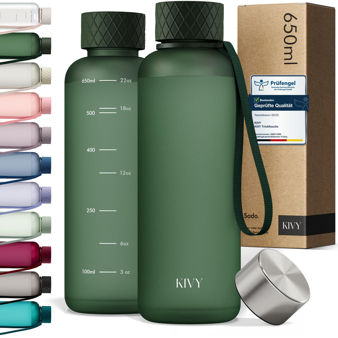 KIVY Trinkflasche 650ml - Kohlensäure geeignet & Auslaufsicher - Für Sport, Schule & Büro - Sport Tr