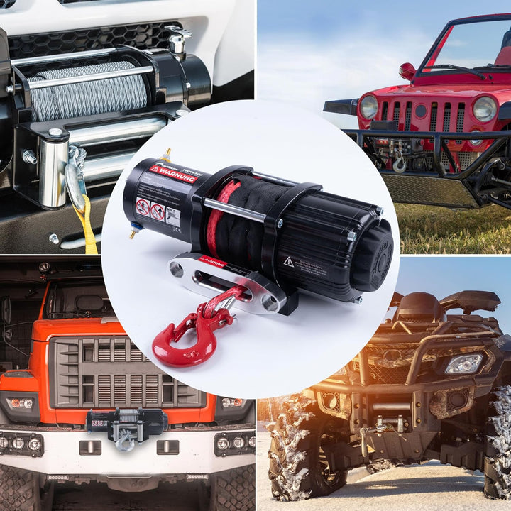ROTFUCHS Elektrische Seilwinde 12 Volt - 4500 lbs Motorwinde Seilzug, mit Montagehalterung und Fernb