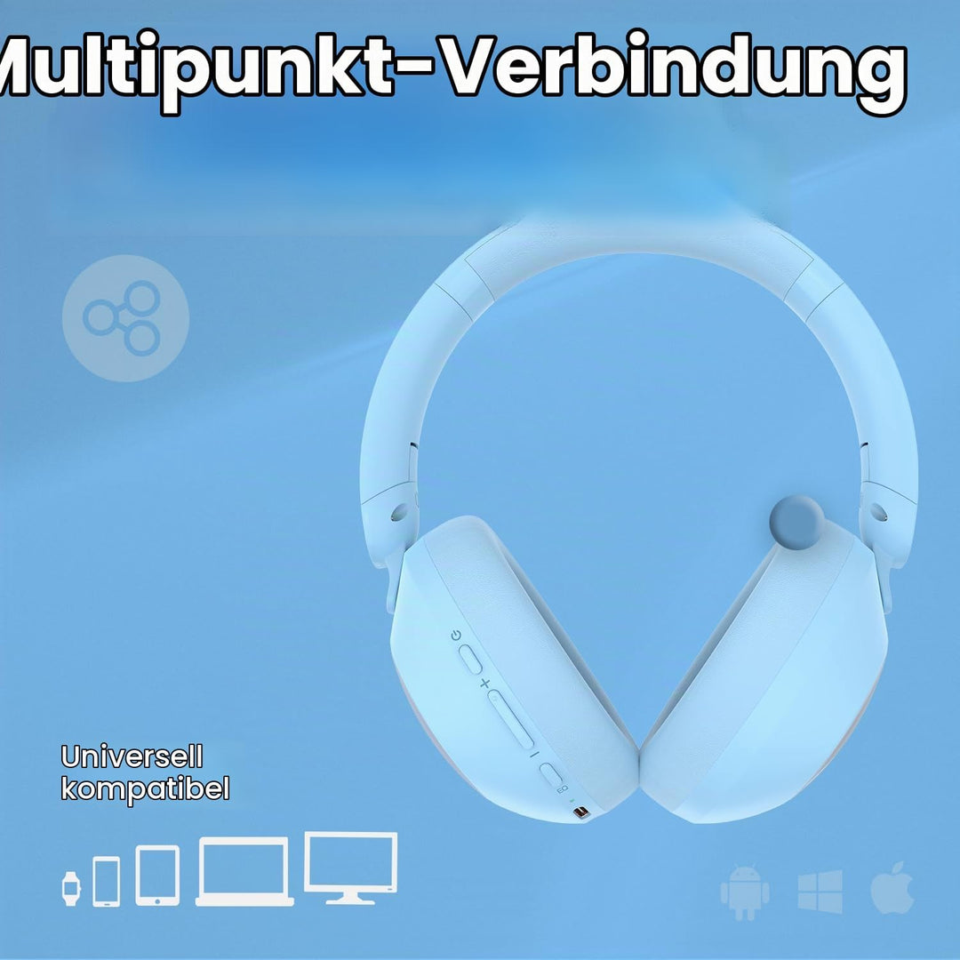 PowerLocus Bluetooth Kopfhörer Over Ear, Kopfhörer Kabellos Bluetooth mit Mikrofon, 70std Spielzeit,