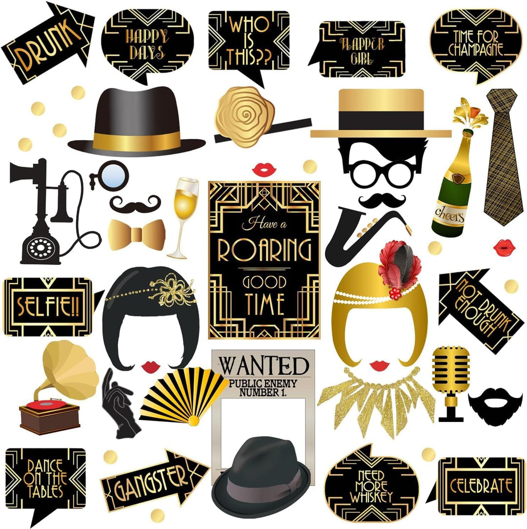 42 stück 20er Jahre Foto Booth, 1920er Jahre Gatsby Photo Booth Requisiten für Geburtstag Hochzeit P