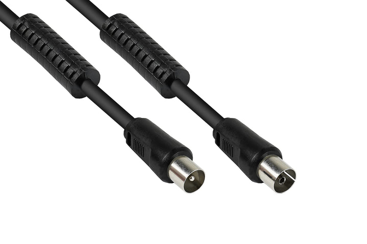 kabelmeister TV Antennenkabel 15 m schwarz - HDTV Kabel - Koax (IEC) Stecker an Buchse - 2x Mantelst