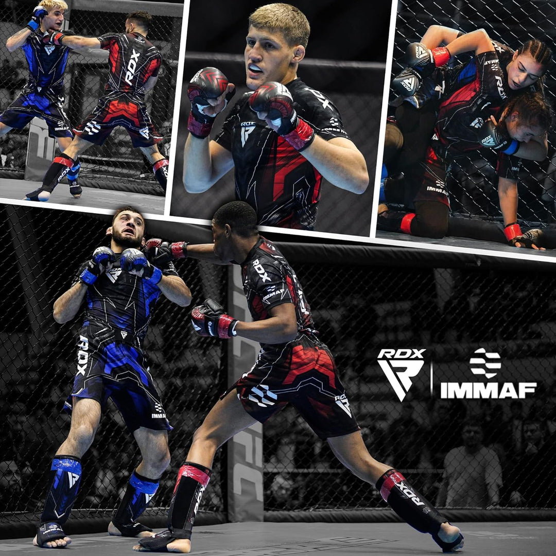 RDX IMMAF Sparring Grappling Handschuhe, belüftete offene Handfläche, Verstellbare Handgelenkriemen