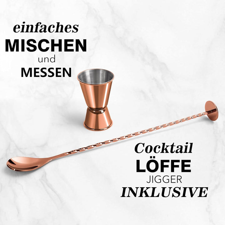 14oz Glas Cocktail Shaker Set, Margarita Mixer Shaker mit eingebautem Sieb und Messbecher & Mischlöf