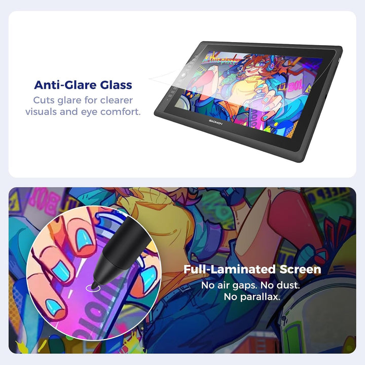 GAOMON PD156PRO 15,6 Zoll laminiertes Grafik-Display mit Full-HD-Display (1.920 x 1.080), Batterielo