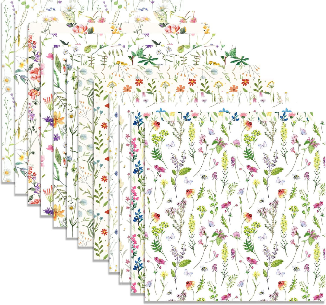 CC HOME 24 Blatt Florales Muster Scrapbook Papier, 12 Designs Doppelseitige Dekorpapier, 12x12Inch C