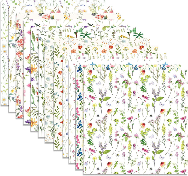 CC HOME 24 Blatt Florales Muster Scrapbook Papier, 12 Designs Doppelseitige Dekorpapier, 12x12Inch C