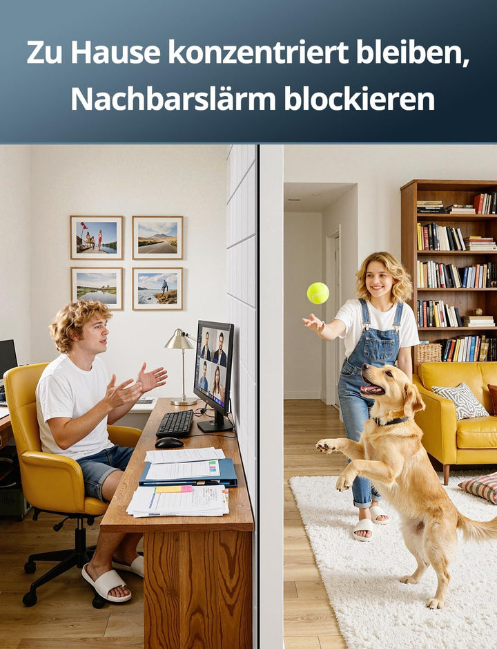 Kuchoow Quadrat Schallschutzplatten selbstklebend Schallschutz Schalldämmung Wand, 12 Stück 2-in-1 A