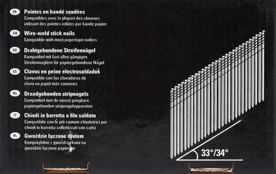 Dewalt 34 Grad Nagel (für Akku-Nagler, D-Kopf-Nägel, drahtgebunden 2,8 x 70 mm Ringschaft, 2200 Stüc