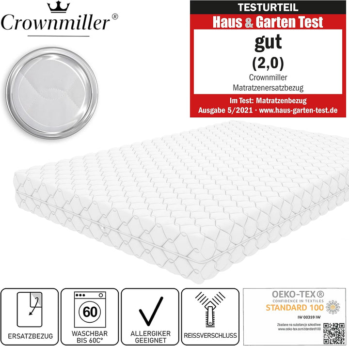 Crownmiller Microfaser Matratzenersatzbezug, Matratzenbezug 120x200 cm für Matratzen von 20 bis 24 c