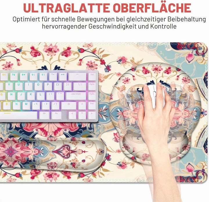 Gaming-Mauspad, grosse Schreibtischunterlage, niedlicher Schreibtischunterlage, 4-in-1 XXL-Mauspad +
