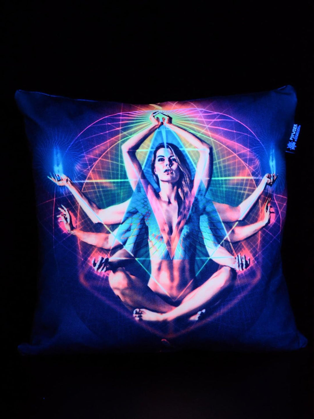 PSYWORK Schwarzlicht Kissen Neon Resonance, 40x40cm