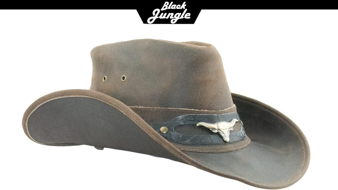 Black Jungle Ontario Outdoor Western Lederhut Australien Cowboy Lederhüte Reiterhut Unisex, Braun