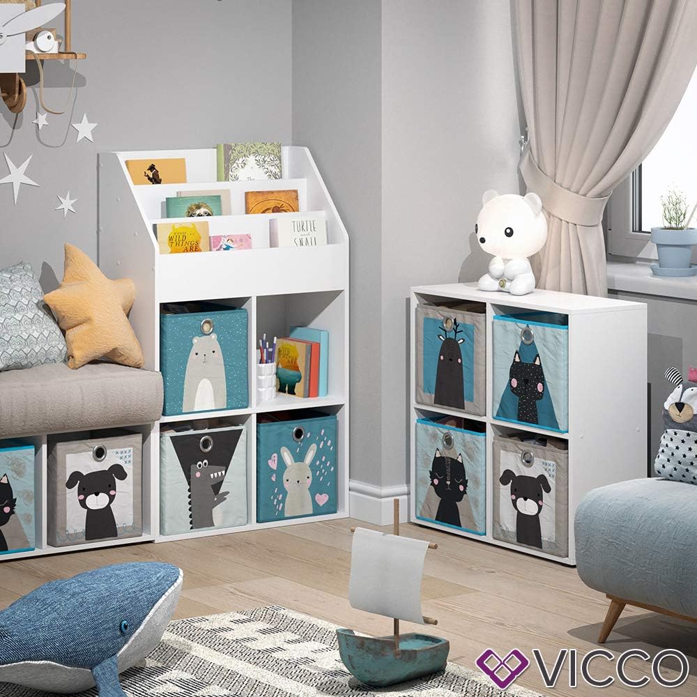 Vicco Kinderregal Luigi Weiss Spielzeugablage Bücherregal Aufbewahrungsregal Comic Regal für Kinder