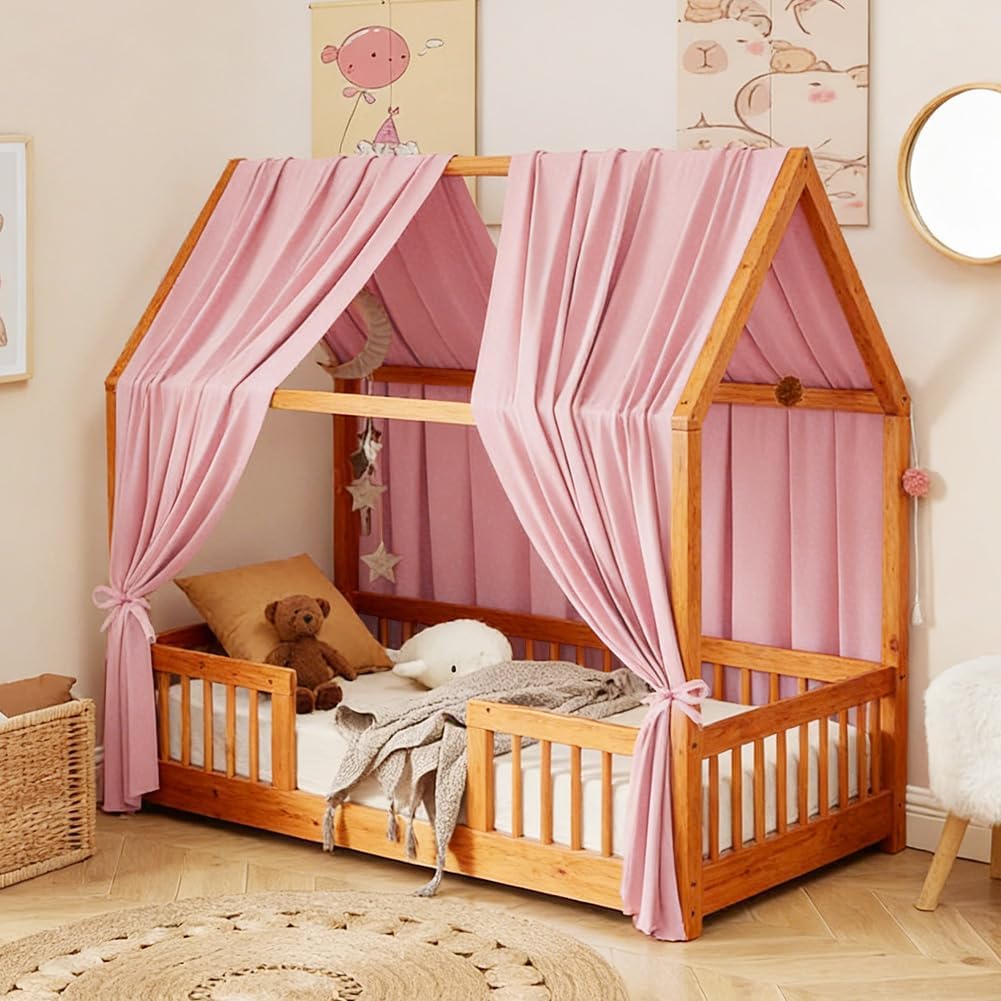 Yuragim Hausbett Himmel, Betthimmel Hausbett Baumwolle Musselin 2 Stück Stoffhimmel für Hausbett Dek