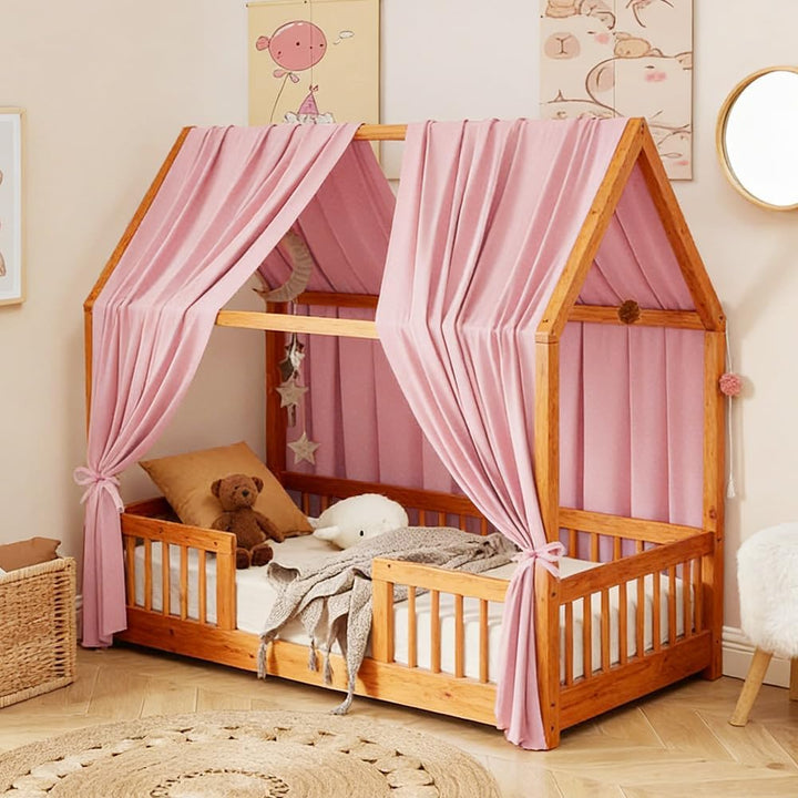 Yuragim Hausbett Himmel, Betthimmel Hausbett Baumwolle Musselin 2 Stück Stoffhimmel für Hausbett Dek