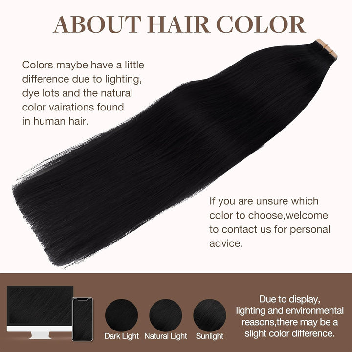 GOO GOO Tape in Extensions Echthaar, Tape Extensions Echthaar, 35cm 100g 40pcs, Extensions Echthaar,