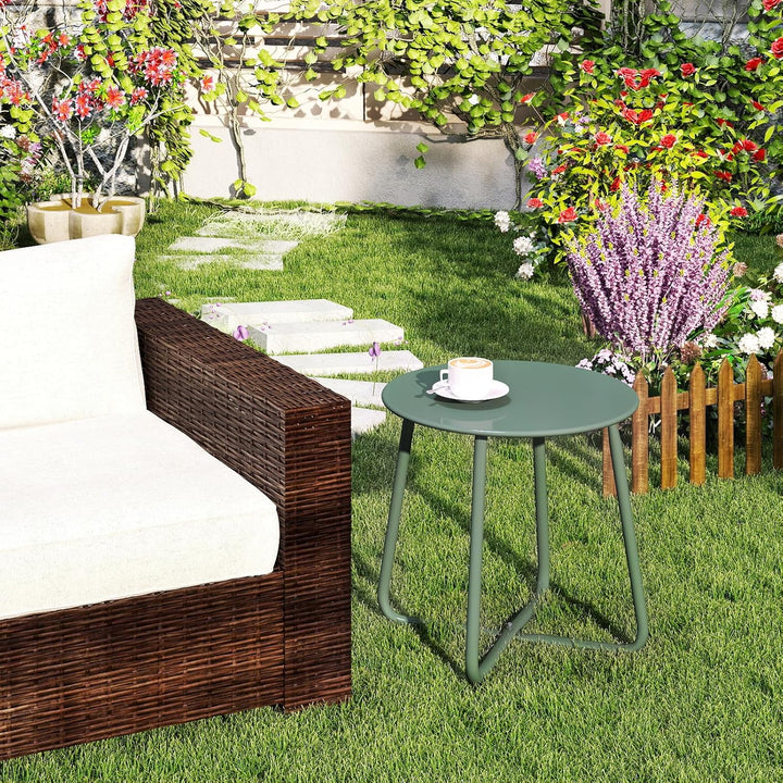 HollyHOME Beistelltisch Outdoor Balkontisch Klein Gartentisch Rund Beistelltisch Metall Wetterfest L